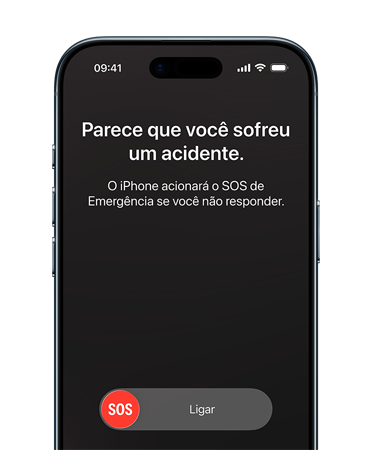 Parte da frente do iPhone Air mostrando o recurso Detecção de Acidente em uso