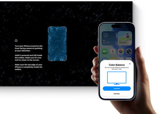 iPhone being used to colour balance a television