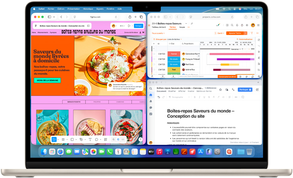 Un MacBook Air avec plusieurs apps ouvertes à l’écran