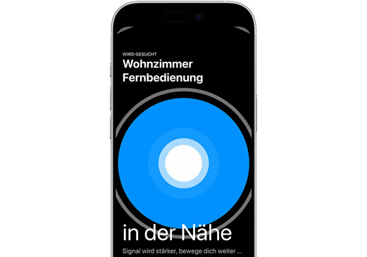 iPhone wird zum Suchen der Siri Remote verwendet