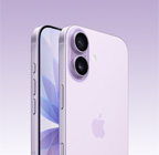 iPhone 17, lavendlivärvi, esikülg, tagakülg kaldnurga all, ülal vasakul Dual Fusion kaamerasüsteem, nupp Camera Control, esikülg servast servani ekraaniga, Action-, helitugevuse- ja külgnupud