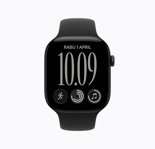 Apple Watch Series 10, warna Hitam Legam, eksterior samping