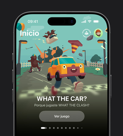 Imagen de una recomendación de juego en la pestaña Biblioteca de Apple Games en un iPhone 17 Pro