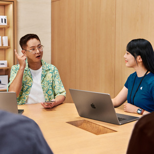 มุมมองจากด้านบนของการฝึกอบรมธุรกิจที่ Apple Store