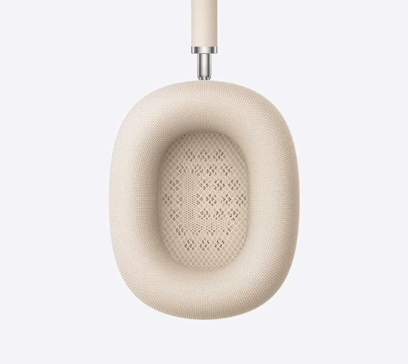 AirPods Max 2 headphones, starlight colour, detail of ear cushion interior