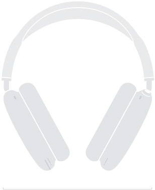 Illustration silhouette of AirPods Max 2, front exterior, 6.64-inch width