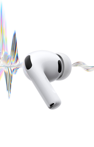 AirPods&nbsp;Pro&nbsp;3، لون أبيض، ميكروفون لإلغاء الضجيج، رأس من السيليكون، جذع قصير