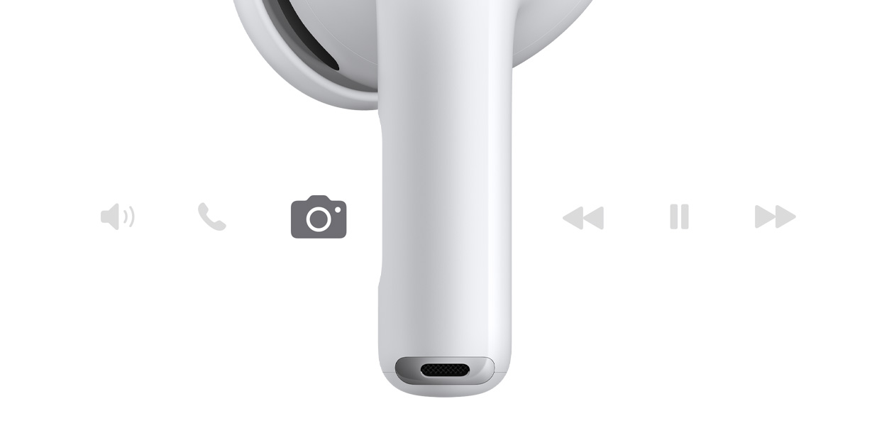 AirPods Pro 3, bežične slušalice, bijele boje, kratka drška