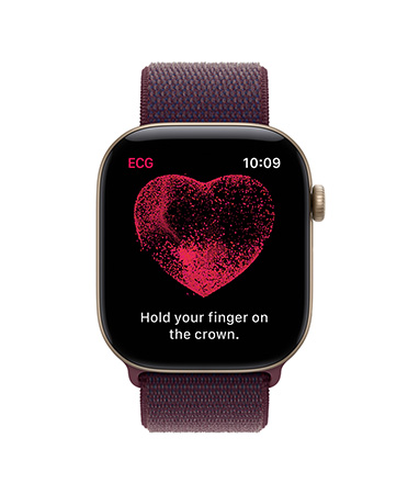 A person uses their Apple Watch Series 11 to take an ECG while on the go