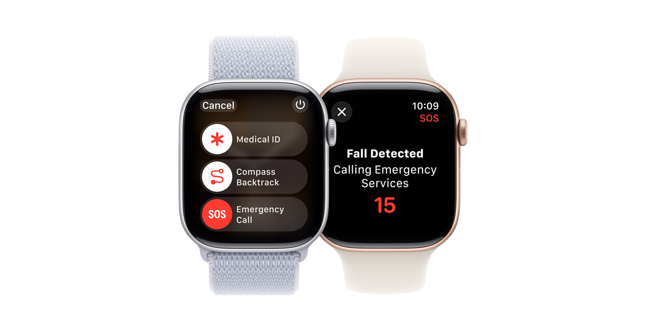 Apple Watch viser programvaren for fallregistrering.