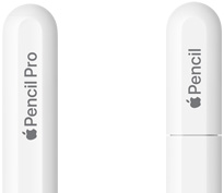 Apple Pencil Pro, ümar ja graveeringuga Apple Pencil Pro, Apple Pencil (USB‑C), graveeritud otsakork Apple Pencil.
