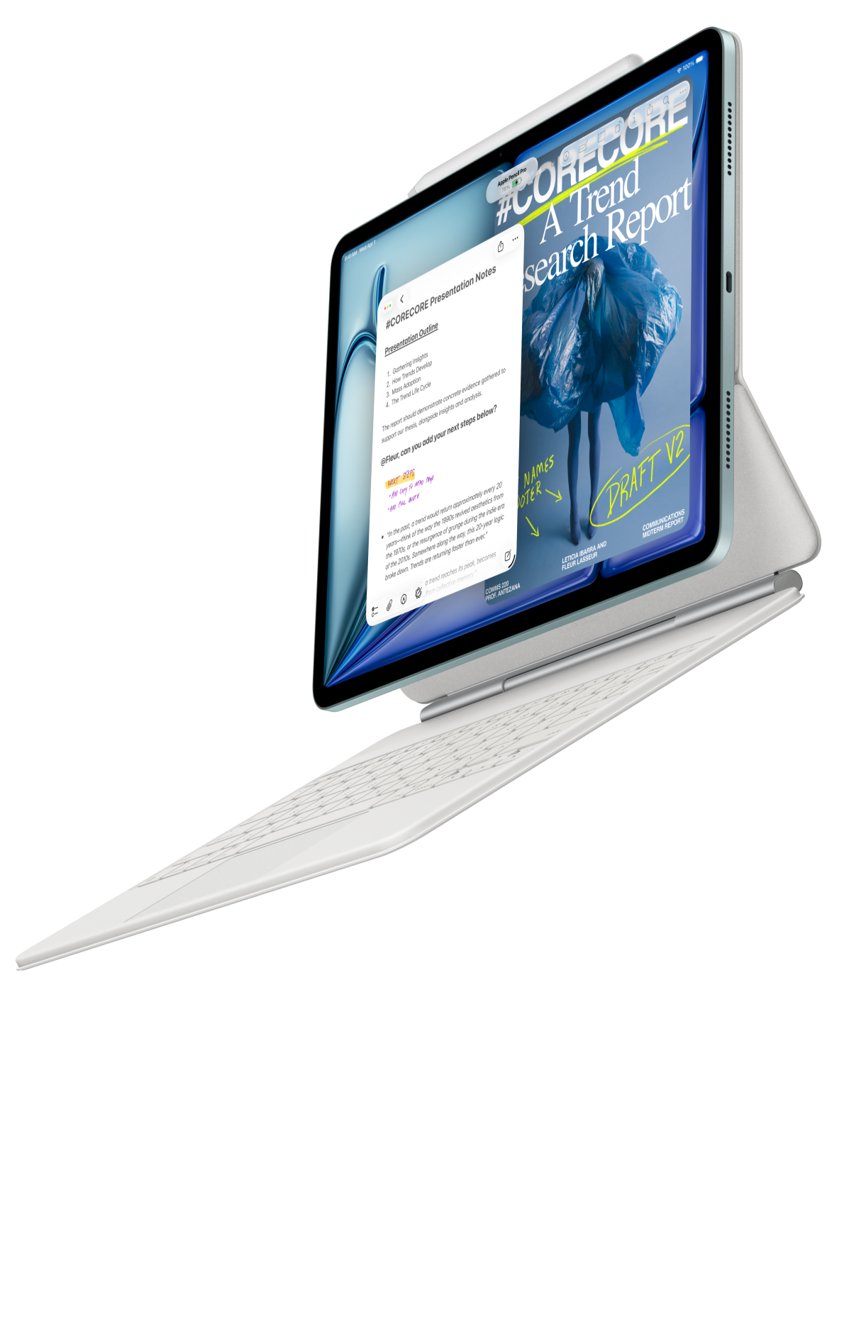 iPad Airi jaoks mõeldud Magic Keyboardi ja Apple Pencil Proga ühendatud iPad Air