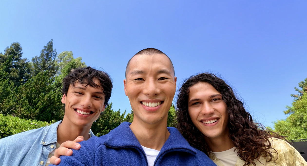 Group selfie with Center Stage for photos feature.
