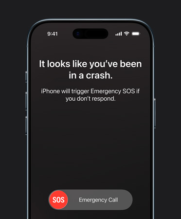 iPhone Air, front exterior, Crash Detection feature in use
