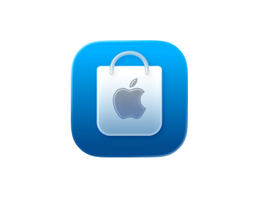 Apple Store App、青いショッピングバッグのアイコン
