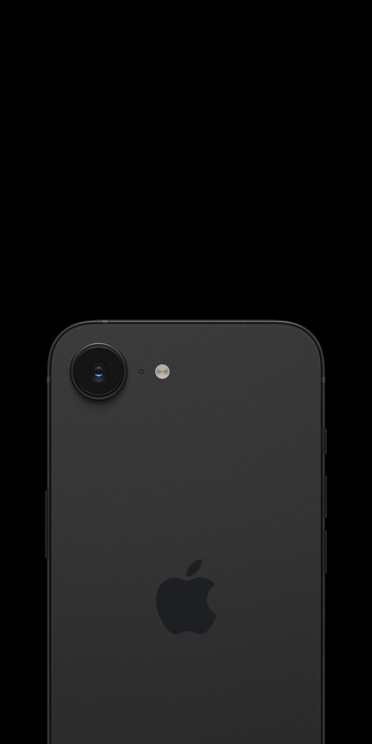 iPhone Air in Sky Blue finish, back exterior showcasing Fusion camera system, 2-in-1 lens, LiDAR, flash and microphone