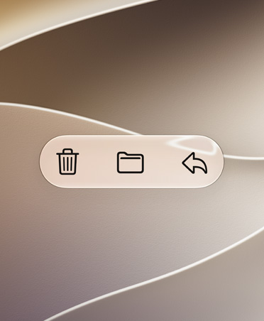 Mail app function buttons including Delete, Move and Reply against a swirly gold background, high contrast makes them very legible