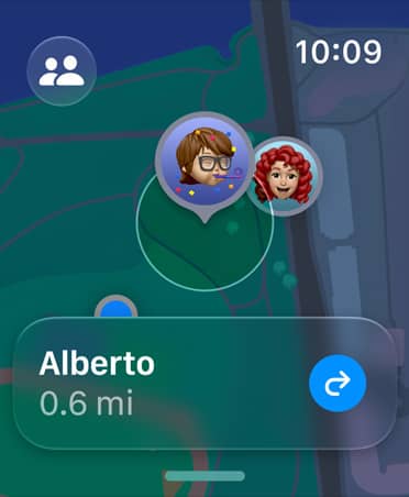 Screen showing the Find My app to get the location of a person.