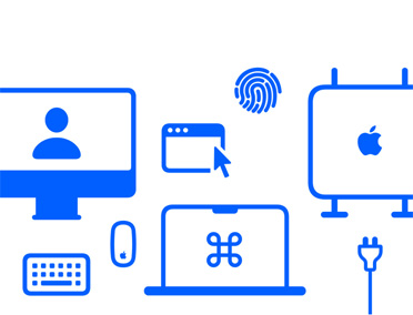 Personal Setup logo, with various Mac iconography like a mouse and a keyboard